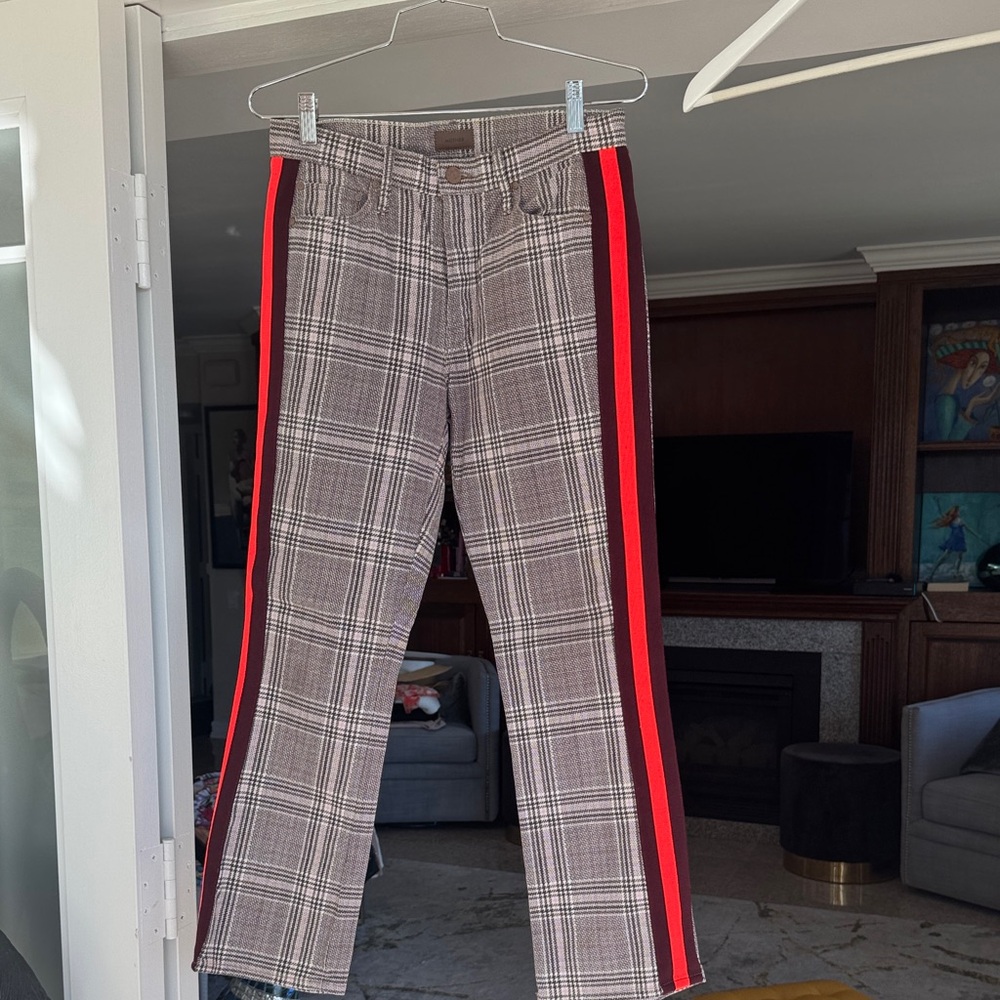 MOTHER Plaid Women’s Pants with Red Accents